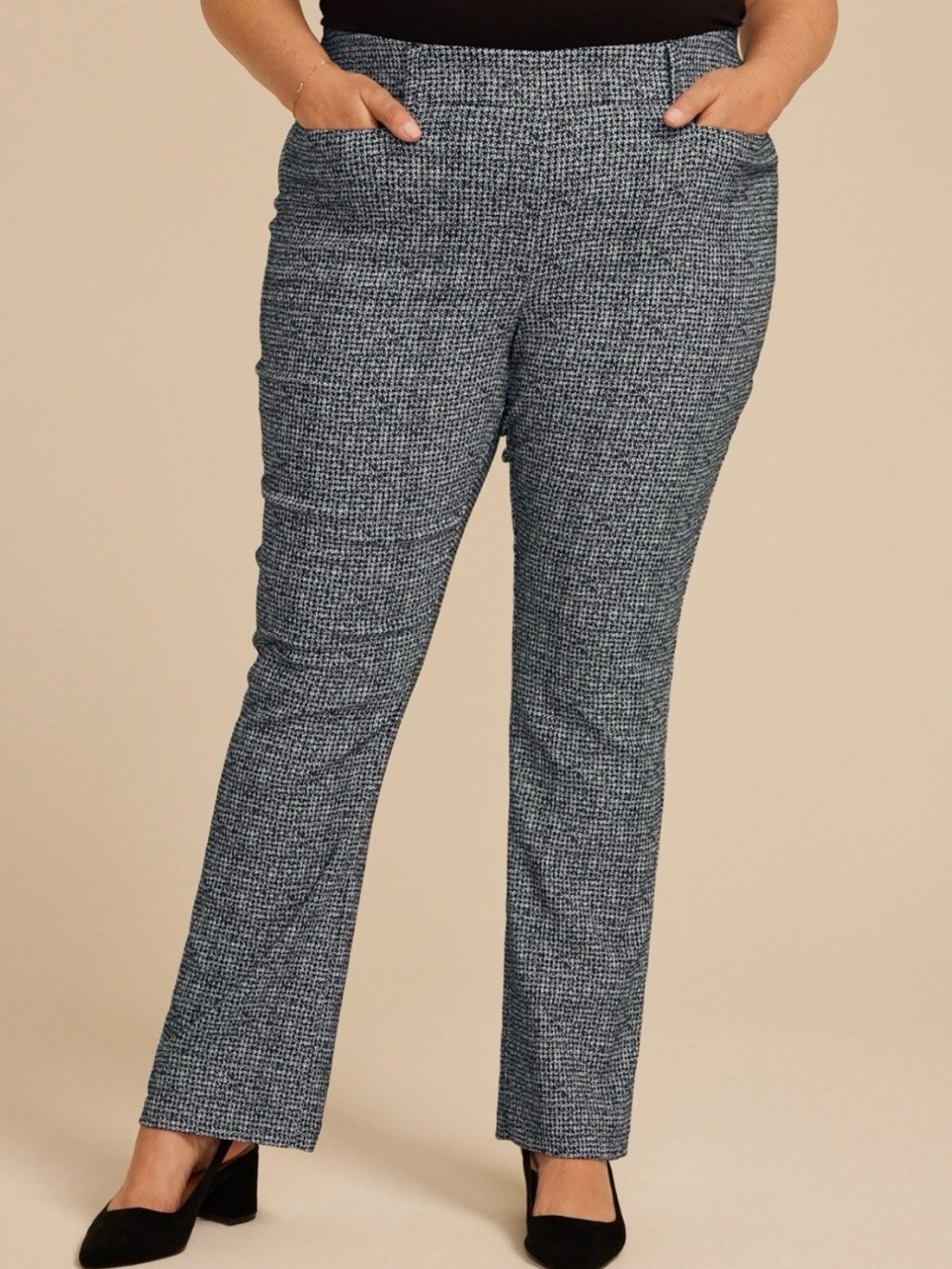 Maurices Gray Tweed-Pattern Slim Straight Pants